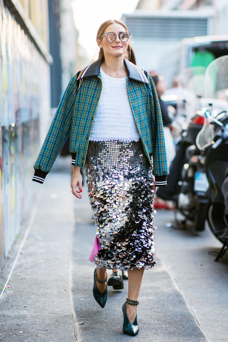 Olivia Palermo sequinned skirt